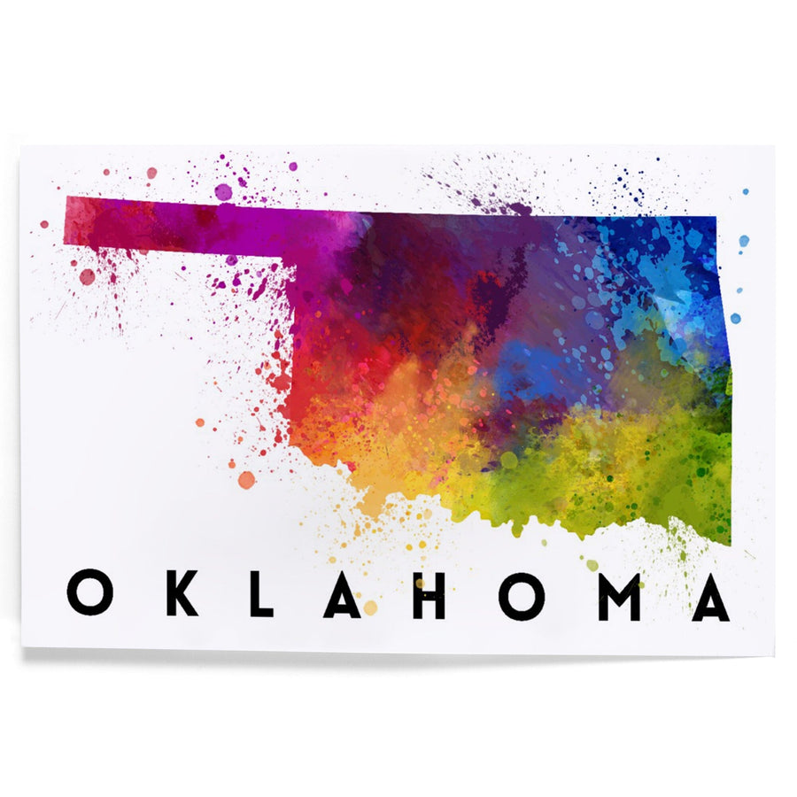 Oklahoma, State Abstract Watercolor, Art & Giclee Prints Art Lantern Press 