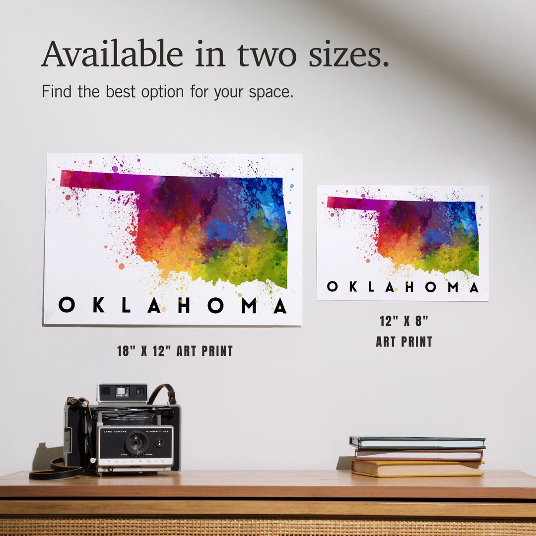 Oklahoma, State Abstract Watercolor, Art & Giclee Prints Art Lantern Press 