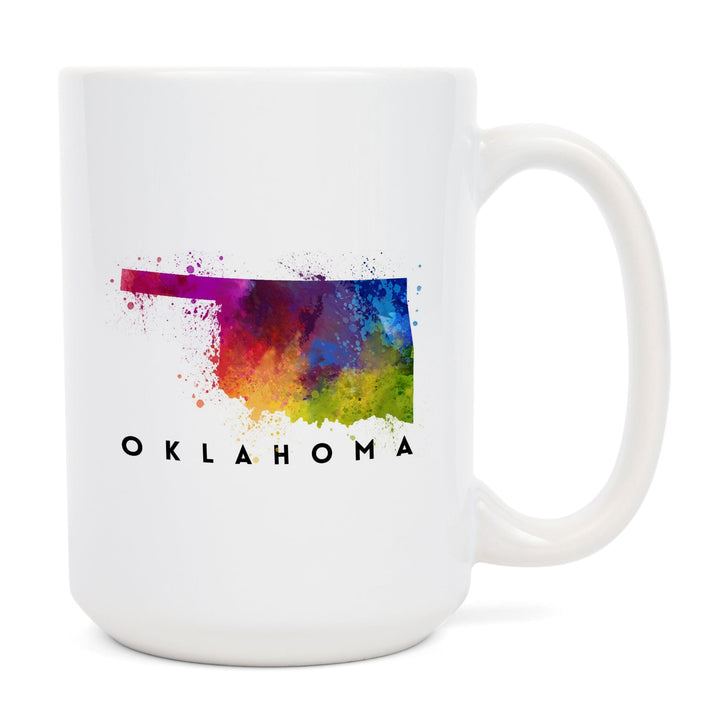 Oklahoma, State Abstract Watercolor, Lantern Press Artwork, Ceramic Mug Mugs Lantern Press 