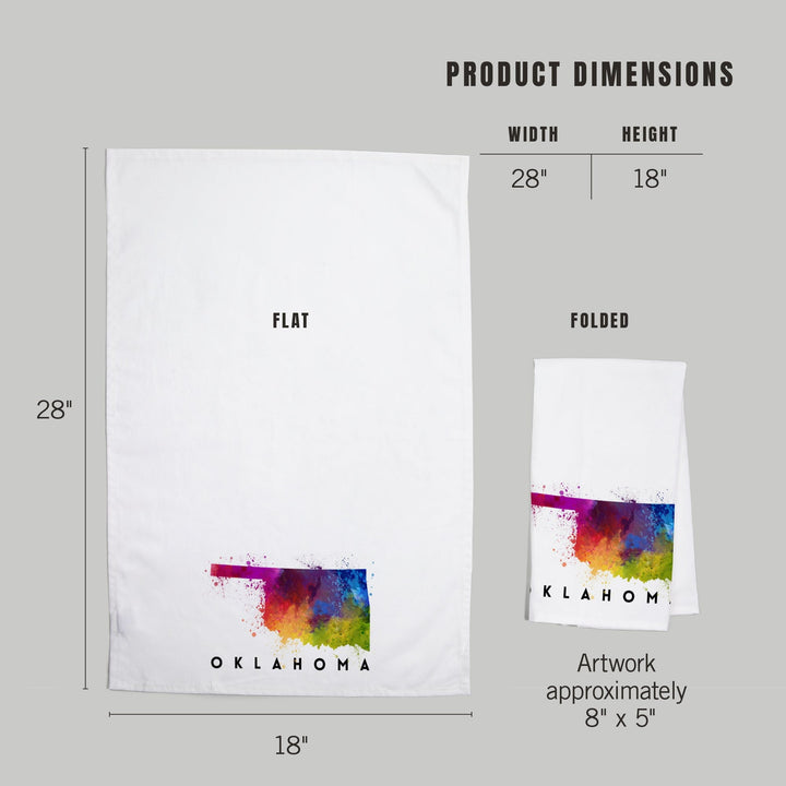 Oklahoma, State Abstract Watercolor, Organic Cotton Kitchen Tea Towels Kitchen Lantern Press 