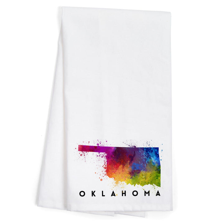 Oklahoma, State Abstract Watercolor, Organic Cotton Kitchen Tea Towels Kitchen Lantern Press 