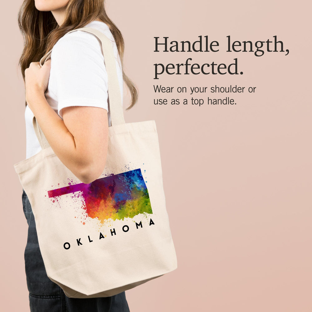 Oklahoma, State Abstract Watercolor, Tote Bag Totes Lantern Press 