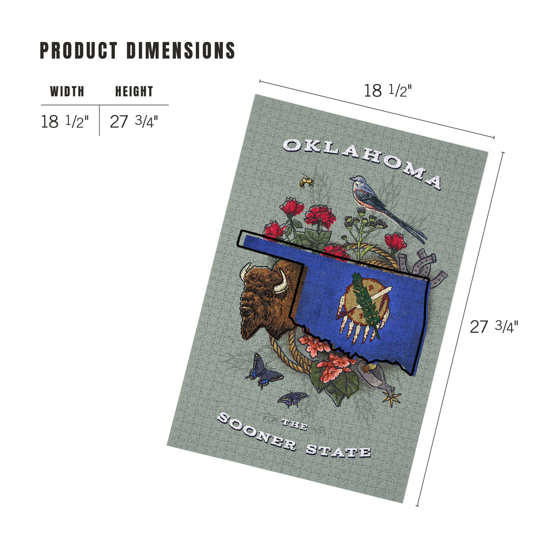 Oklahoma, State Treasure Trove, The Sooner State, Jigsaw Puzzle Puzzle Lantern Press 