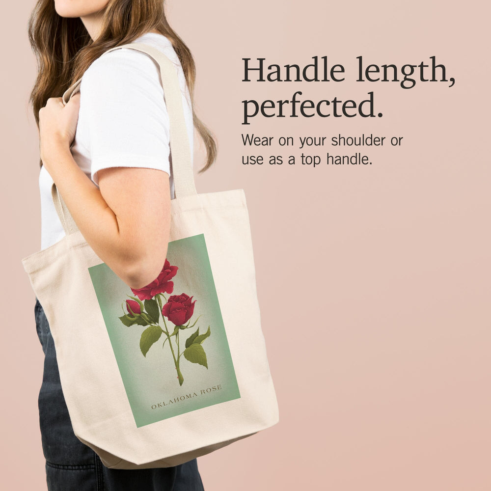Oklahoma, Vintage Flora, State Series, Oklahoma Rose, Tote Bag Totes Lantern Press 