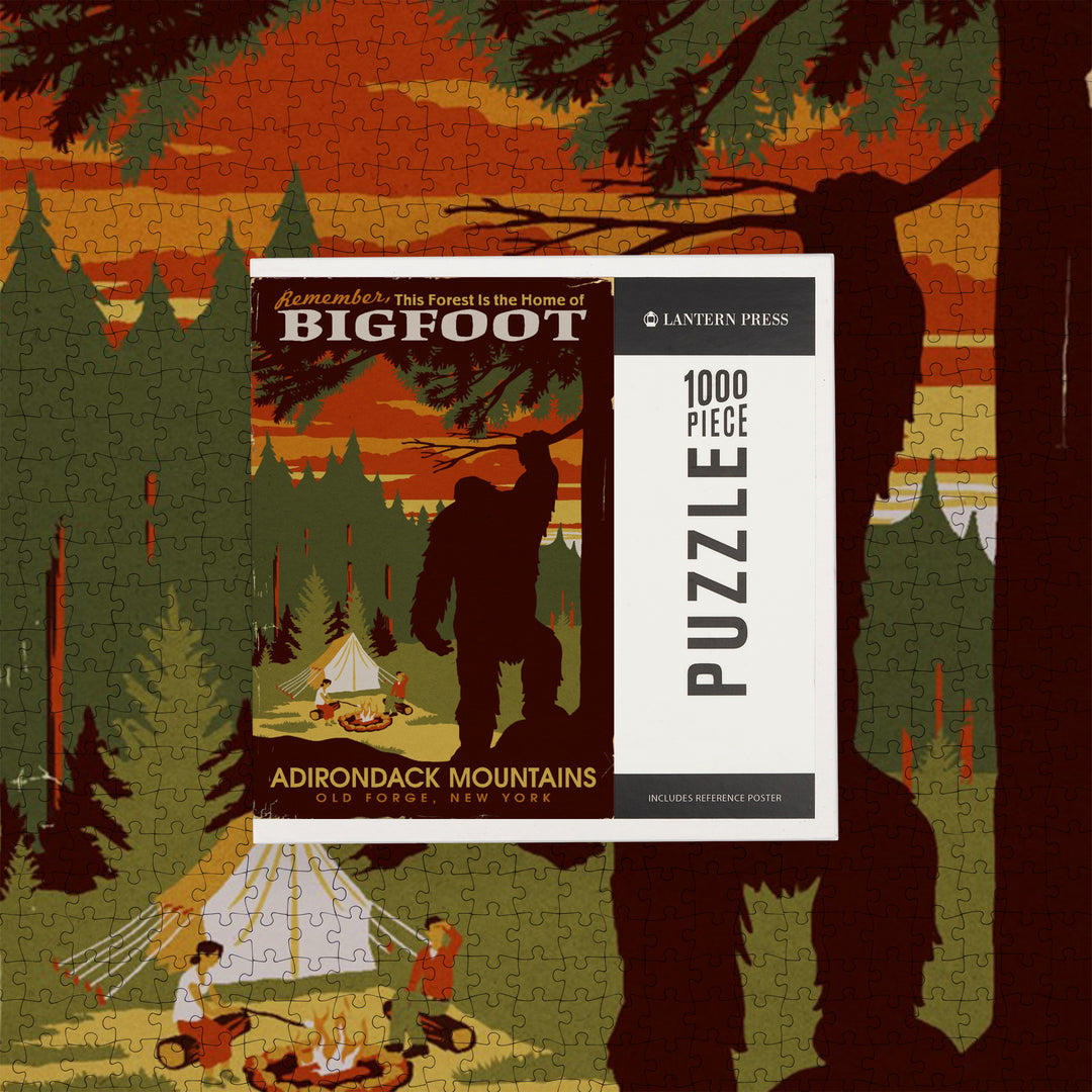Old Forge, New York, Adirondack Mountains, Home of Bigfoot, Jigsaw Puzzle Puzzle Lantern Press 