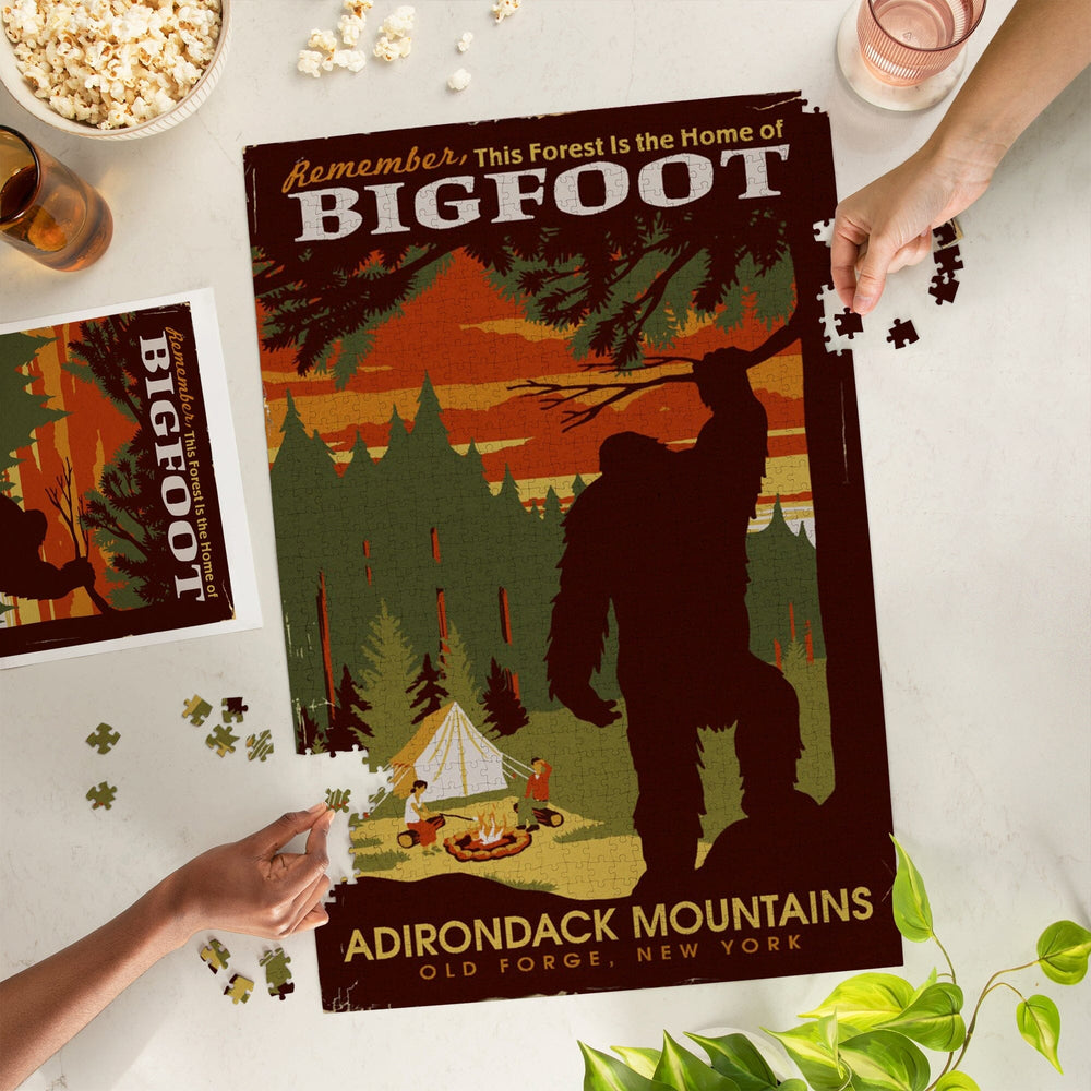 Old Forge, New York, Adirondack Mountains, Home of Bigfoot, Jigsaw Puzzle Puzzle Lantern Press 