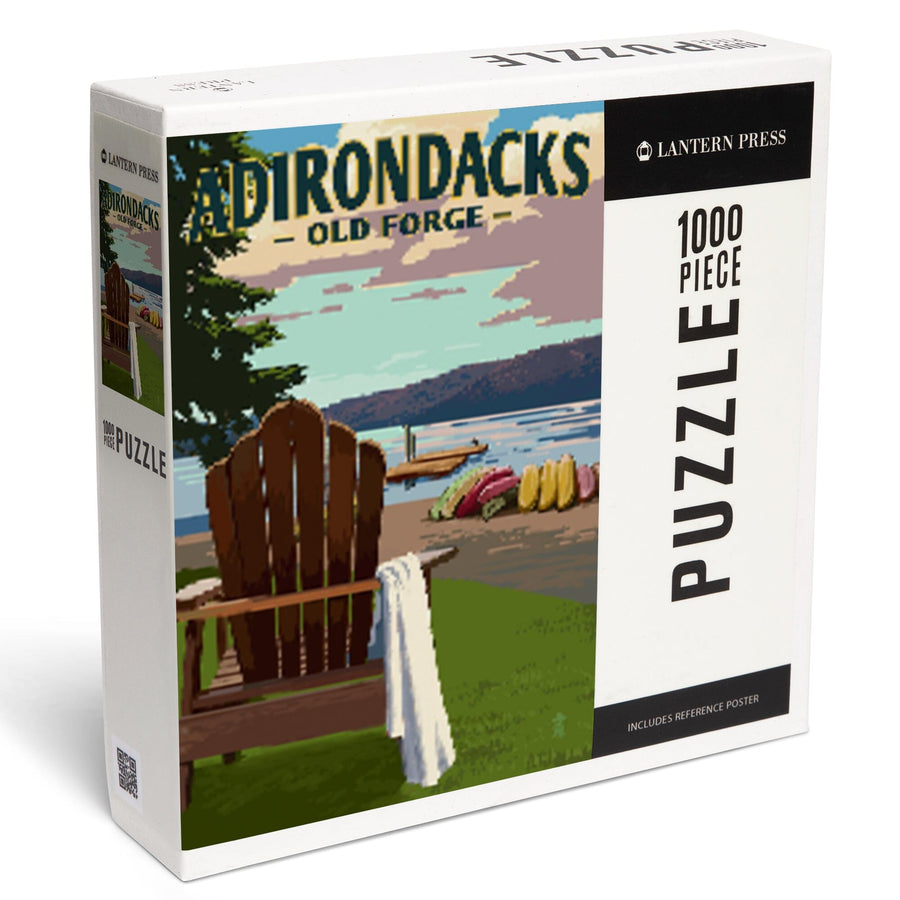 Old Forge, New York, Adirondacks, Lake and Adirondack Chair, Jigsaw Puzzle Puzzle Lantern Press 