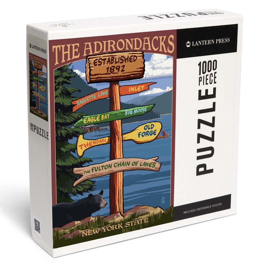 Old Forge, New York, The Adirondacks, Destination Signpost, Jigsaw Puzzle Puzzle Lantern Press 
