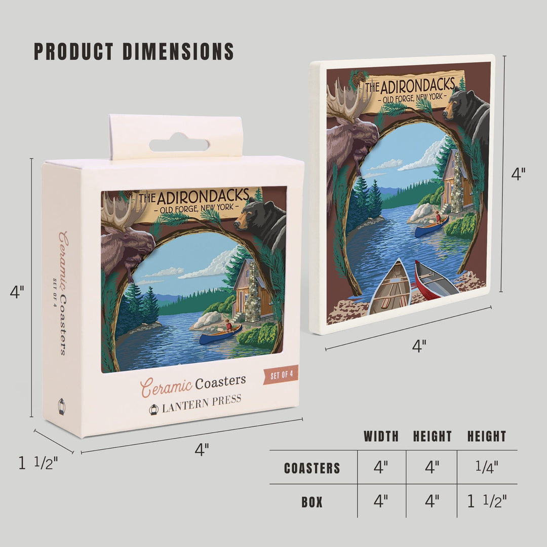 Old Forge, New York, The Adirondacks Scene, Coasters Coasters Lantern Press 