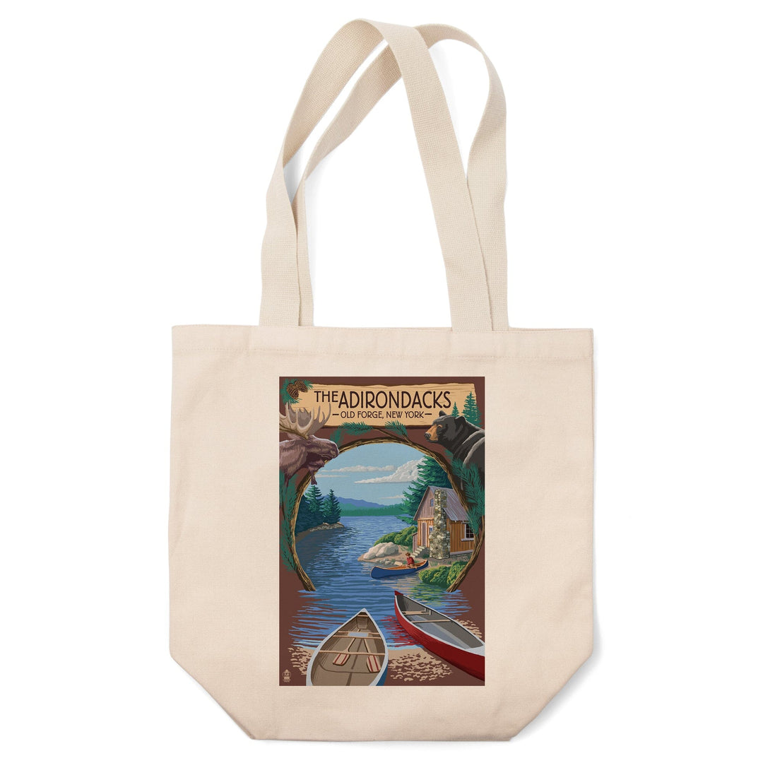 Old Forge, New York, The Adirondacks Scene, Lantern Press Artwork, Tote Bag Totes Lantern Press 