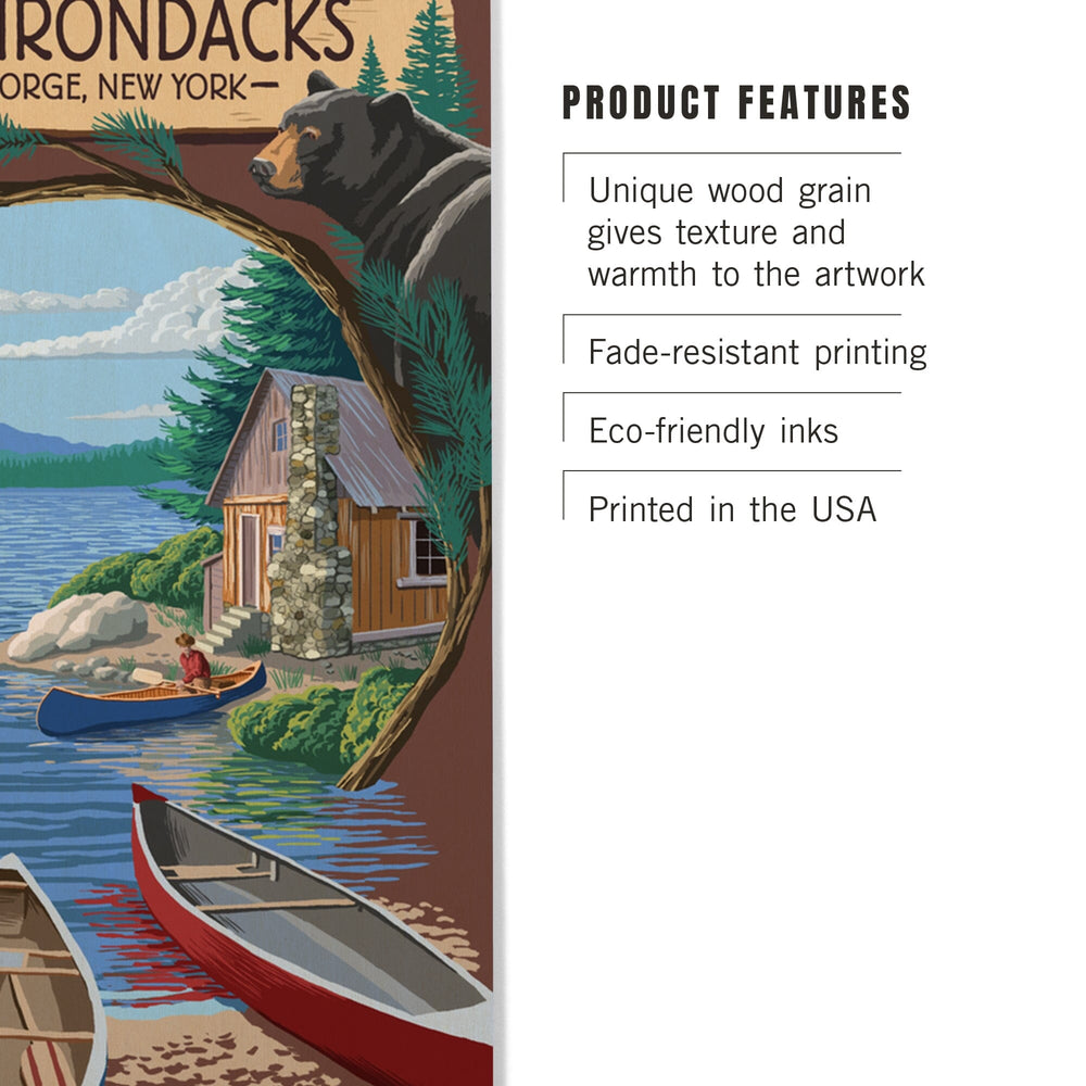 Old Forge, New York, The Adirondacks Scene, Lantern Press Artwork, Wood Signs and Postcards Wood Lantern Press 