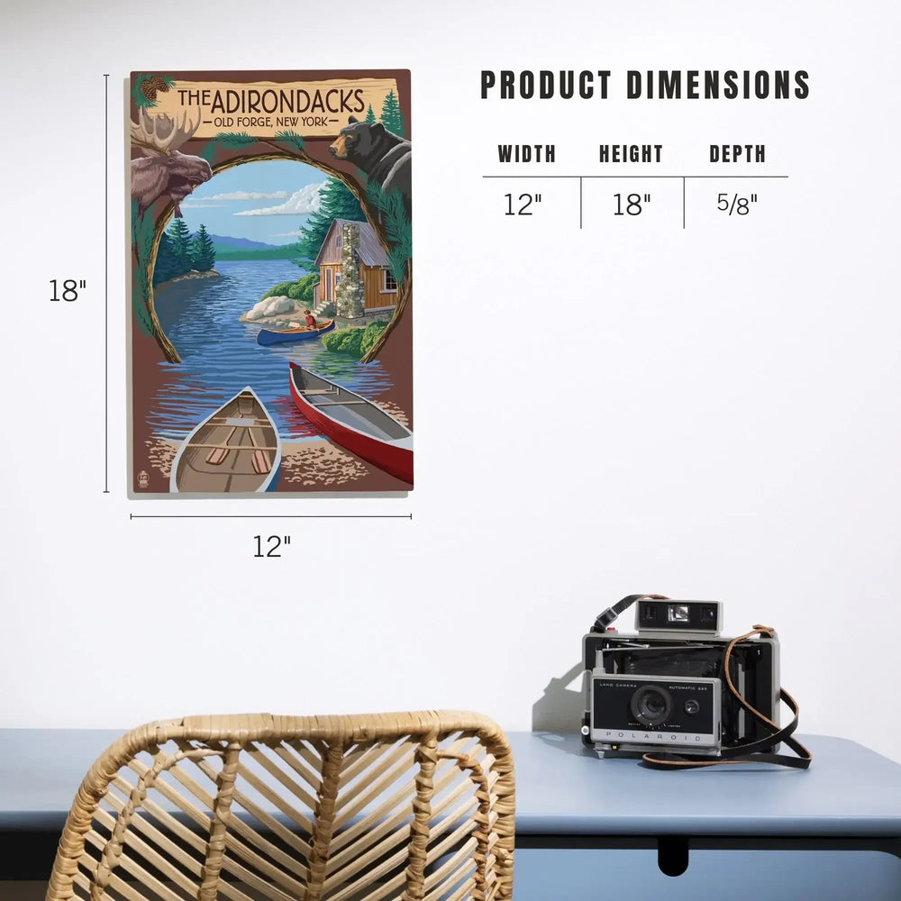 Old Forge, New York, The Adirondacks Scene, Lantern Press Artwork, Wood Signs and Postcards Wood Lantern Press 