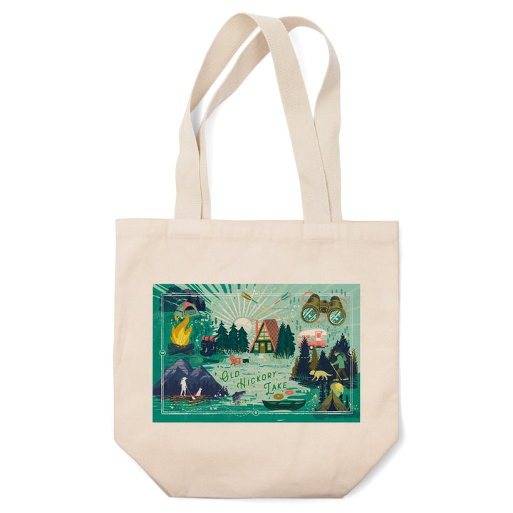 Old Hickory Lake, Lake Life Series, Collage, Tote Bag Totes Lantern Press 