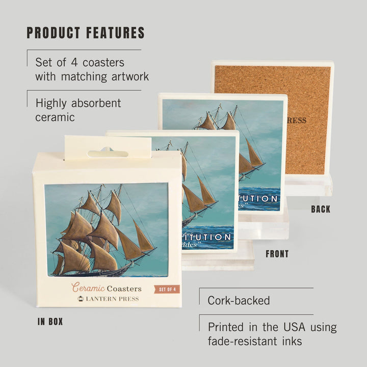 Old Ironsides, USS Constitution, Coasters Coasters Lantern Press 