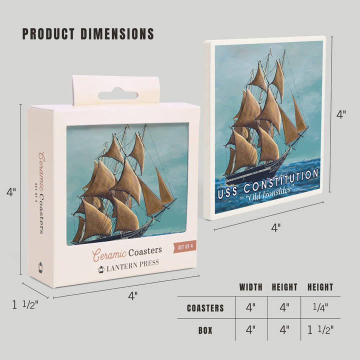 Old Ironsides, USS Constitution, Coasters Coasters Lantern Press 