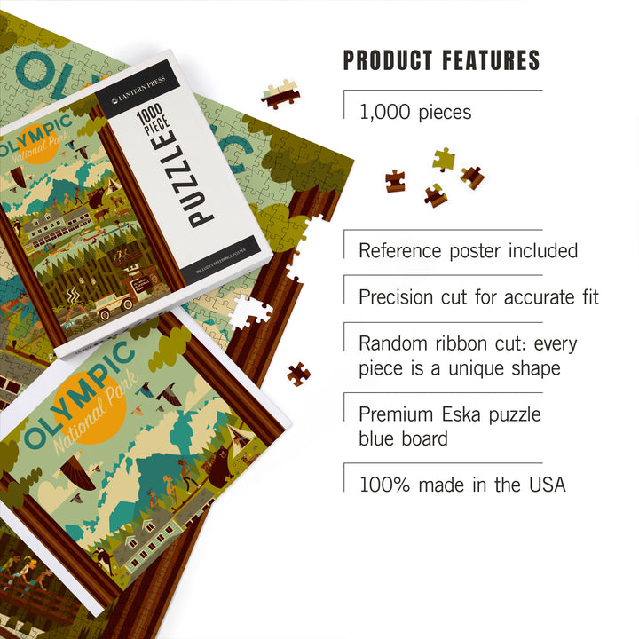 Olympic National Park, Geometric National Park Series, Jigsaw Puzzle Puzzle Lantern Press 
