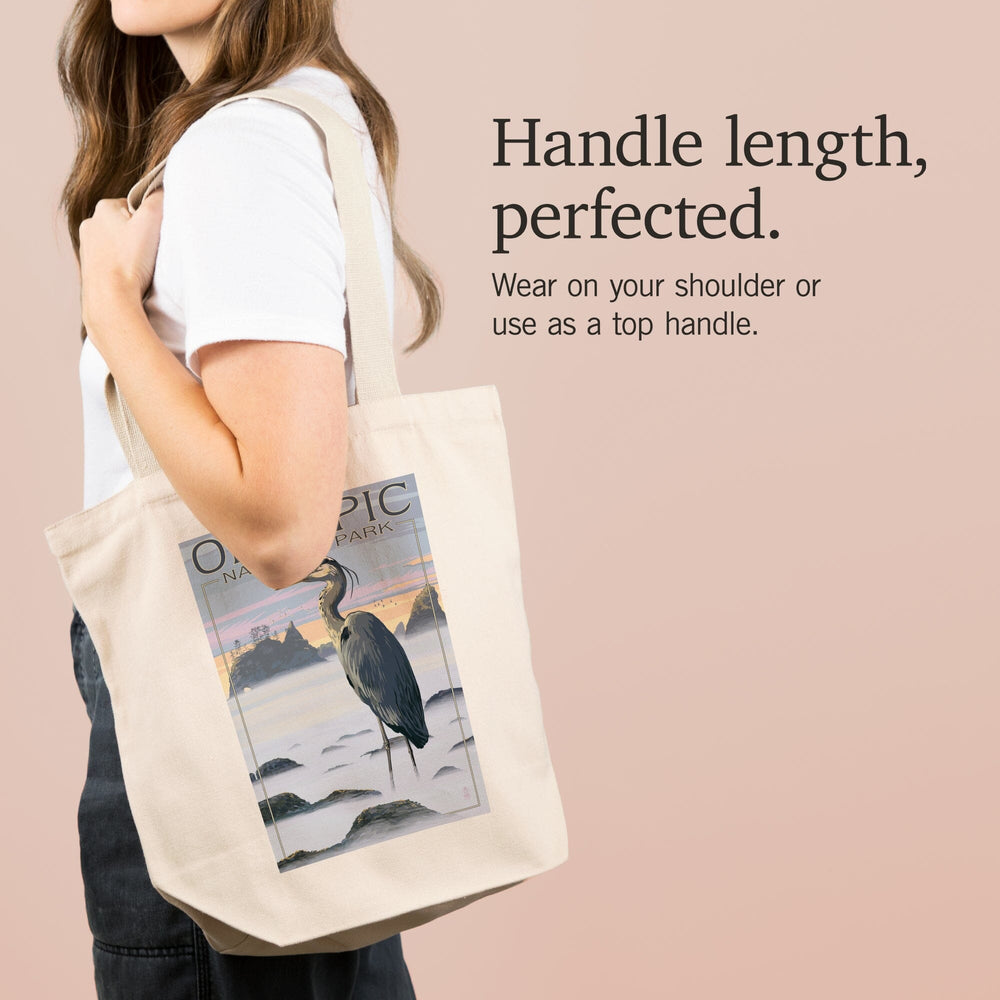 Olympic National Park, Heron and Fog Shoreline, Tote Bag Totes Lantern Press 