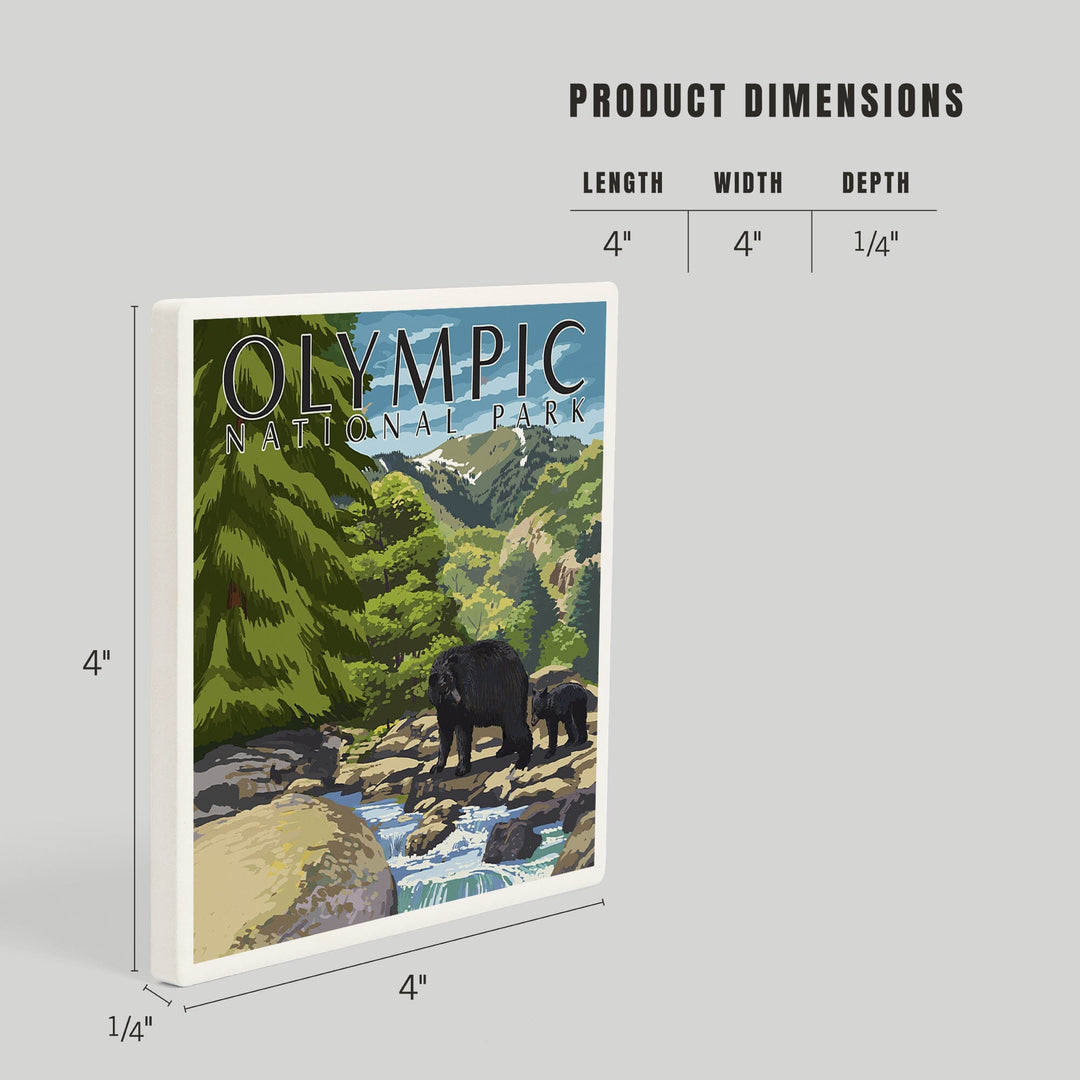 Olympic National Park, Washington, Bear Family and Creek, Coasters Coasters Lantern Press 