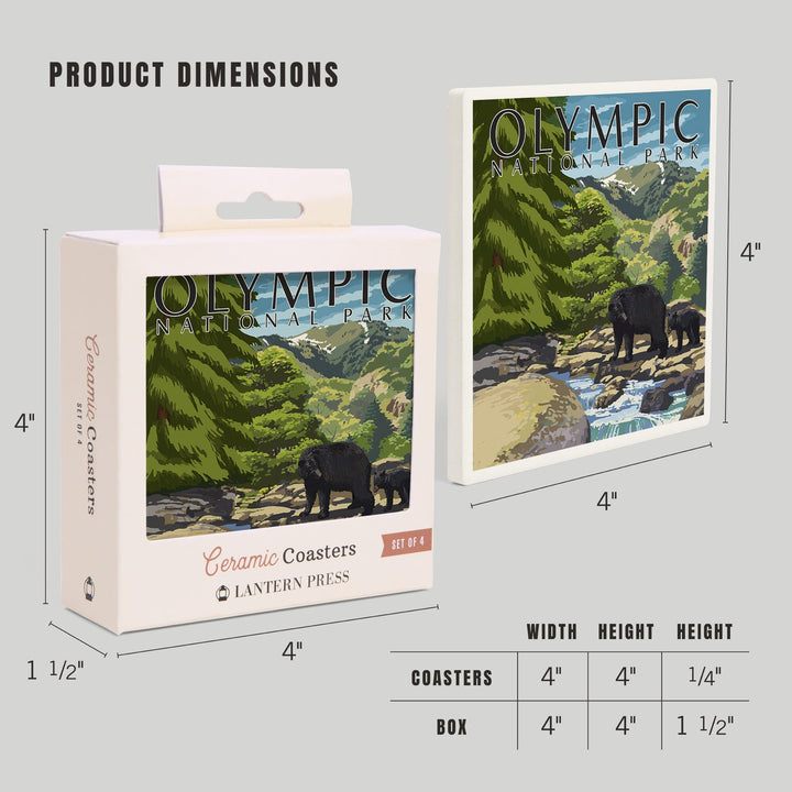 Olympic National Park, Washington, Bear Family and Creek, Coasters Coasters Lantern Press 