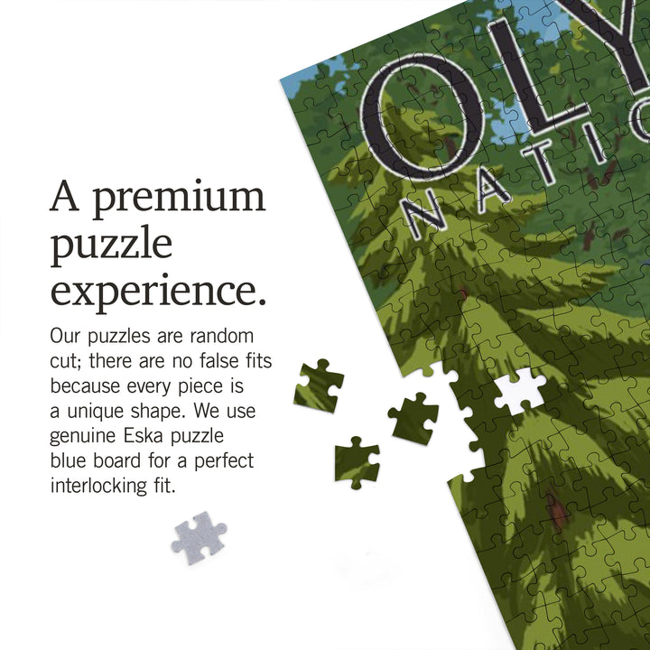 Olympic National Park, Washington, Bear Family and Creek, Jigsaw Puzzle Puzzle Lantern Press 