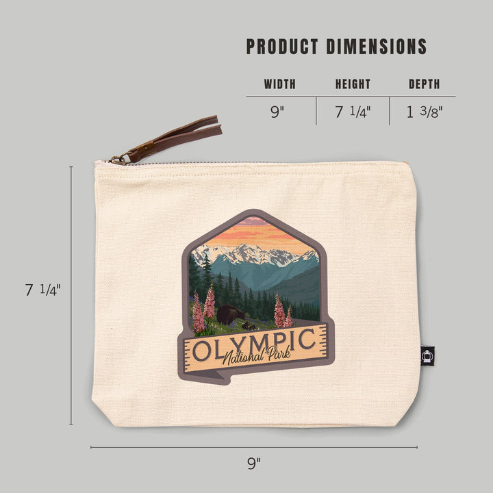 Olympic National Park, Washington, Bear Family and Spring Flowers,, Organic Cotton Zipper Pouch, Go Bag Go Bag Lantern Press 
