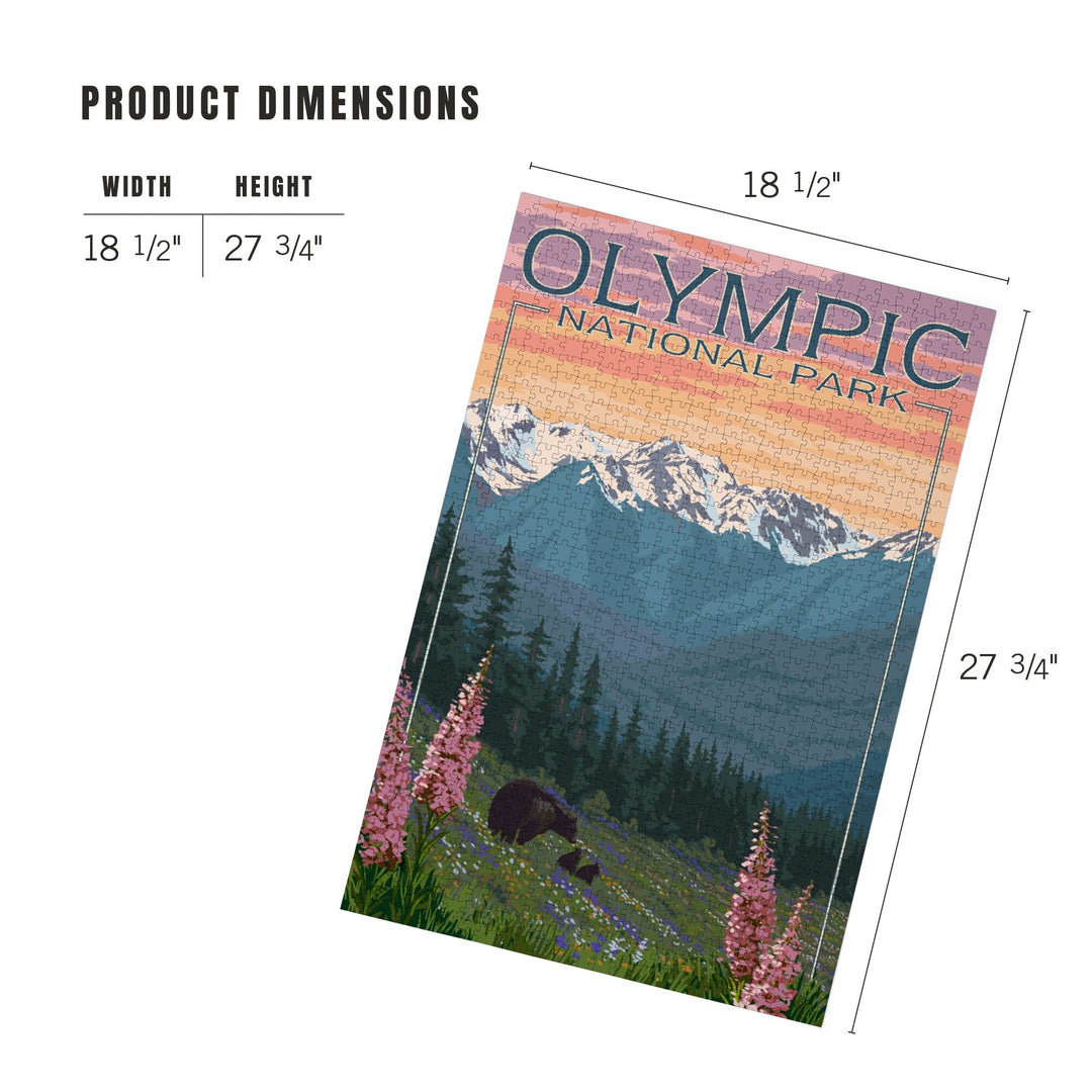 Olympic National Park, Washington, Bears and Spring Flowers, Jigsaw Puzzle Puzzle Lantern Press 