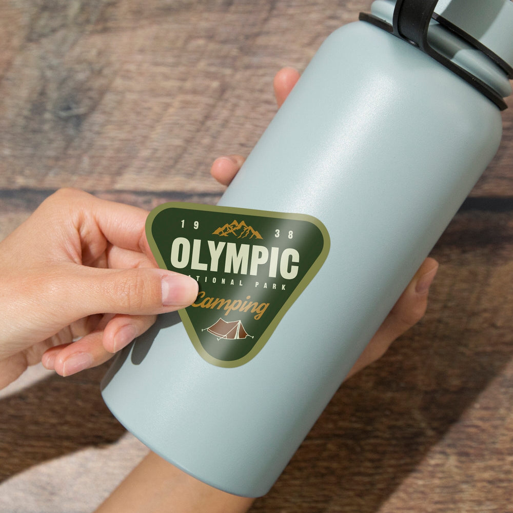 Olympic National Park, Washington, Camping, Contour, Lantern Press Artwor, Vinyl Sticker Sticker Lantern Press 