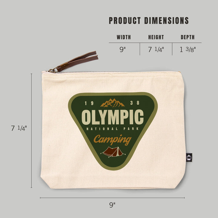 Olympic National Park, Washington, Camping, Press Artwor, Organic Cotton Zipper Pouch, Go Bag Go Bag Lantern Press 