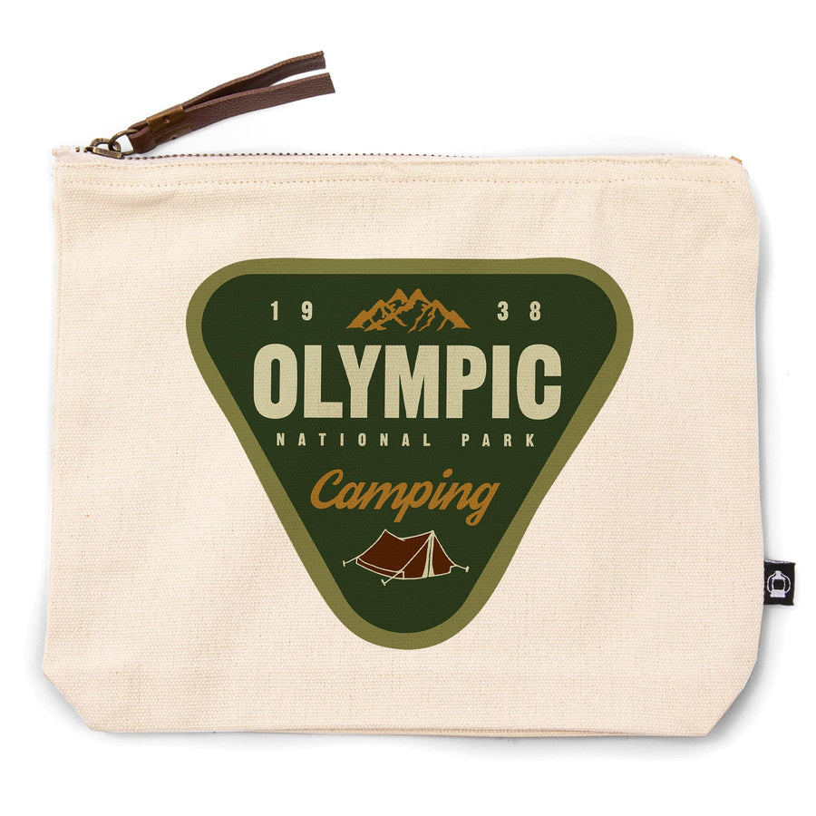 Olympic National Park, Washington, Camping, Press Artwor, Organic Cotton Zipper Pouch, Go Bag Go Bag Lantern Press 
