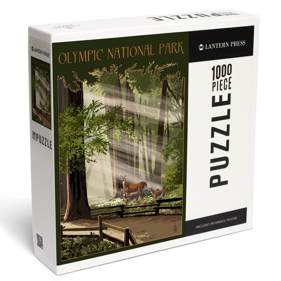 Olympic National Park, Washington, Deer and Fawns, Jigsaw Puzzle Puzzle Lantern Press 
