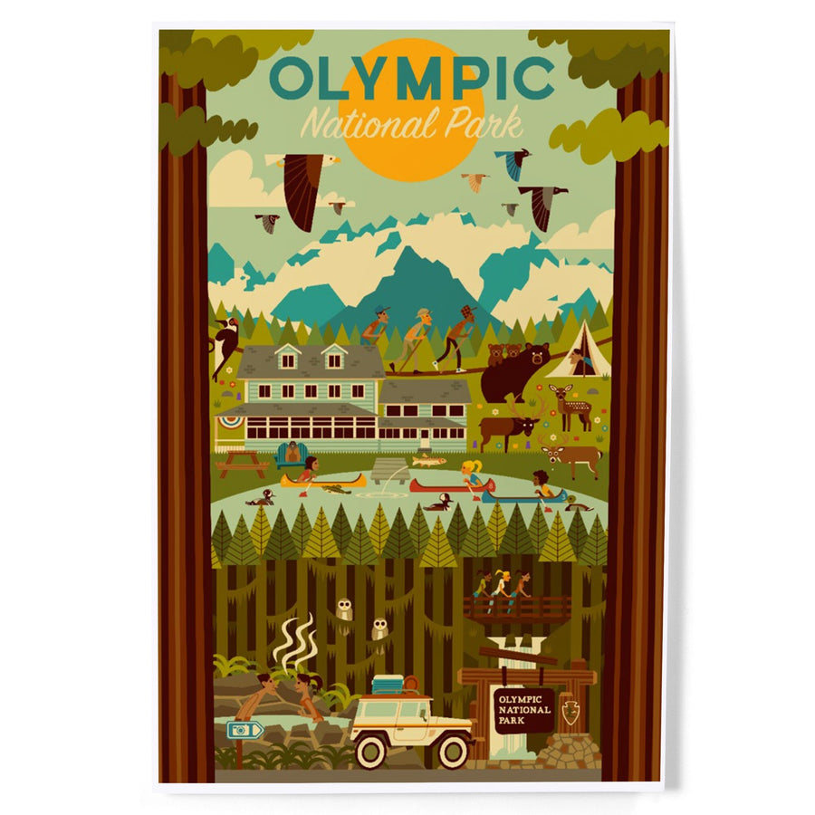 Olympic National Park, Washington, Geometric National Park Series, Art & Giclee Prints Art Lantern Press 