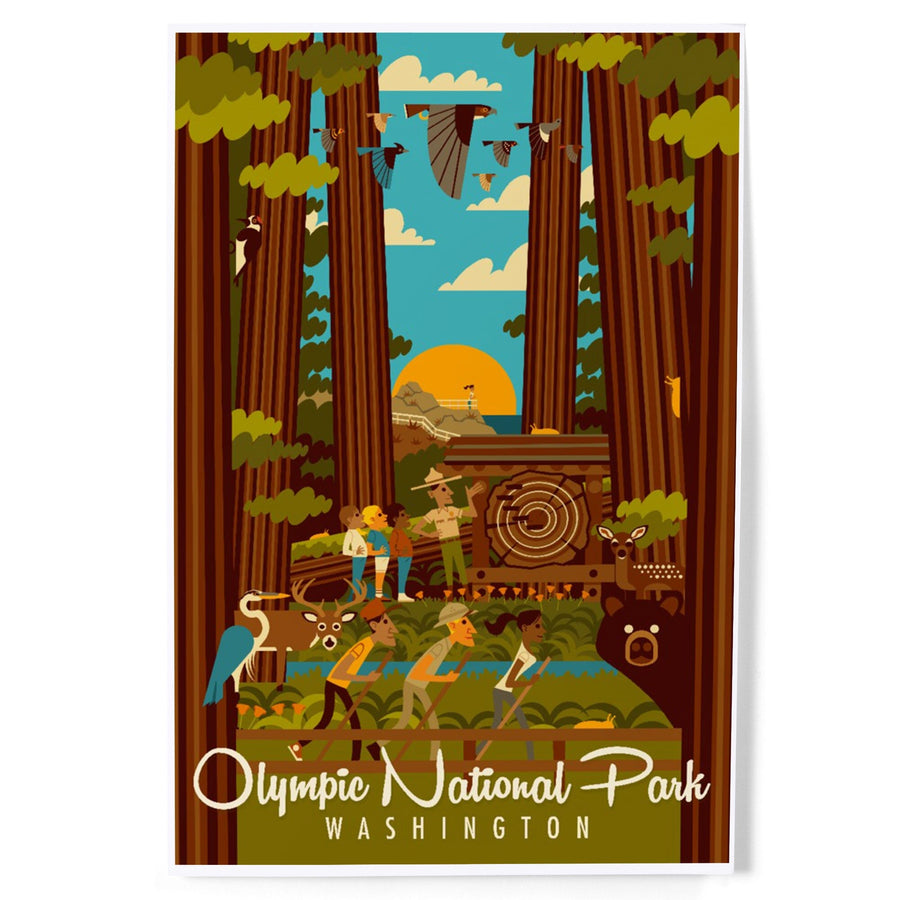 Olympic National Park, Washington, Geometric National Park Series, Art & Giclee Prints Art Lantern Press 