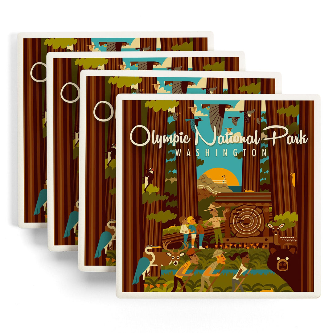 Olympic National Park, Washington, Geometric National Park Series, Coasters Coasters Lantern Press 