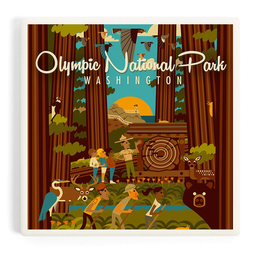 Olympic National Park, Washington, Geometric National Park Series, Coasters Coasters Lantern Press 