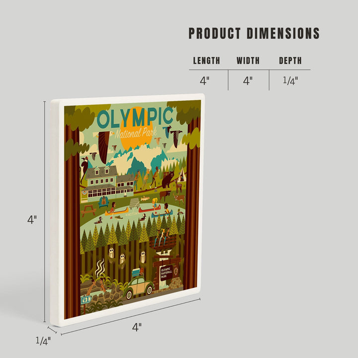 Olympic National Park, Washington, Geometric National Park Series, Coasters Coasters Lantern Press 