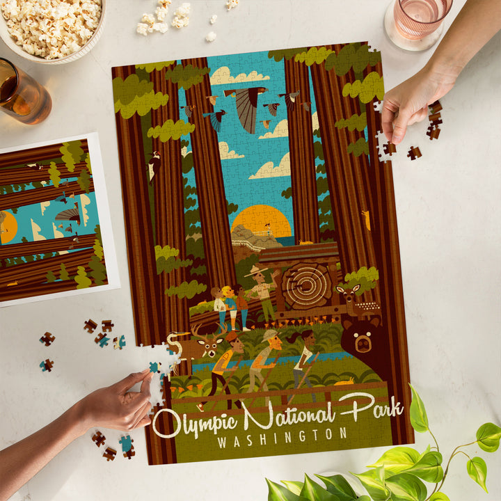 Olympic National Park, Washington, Geometric National Park Series, Jigsaw Puzzle Puzzle Lantern Press 