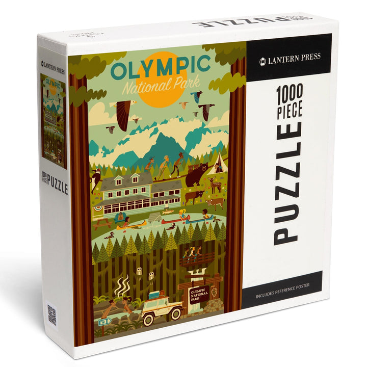 Olympic National Park, Washington, Geometric National Park Series, Jigsaw Puzzle Puzzle Lantern Press 