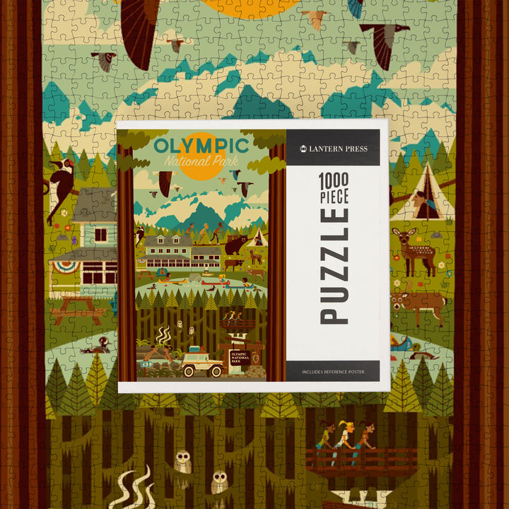 Olympic National Park, Washington, Geometric National Park Series, Jigsaw Puzzle Puzzle Lantern Press 