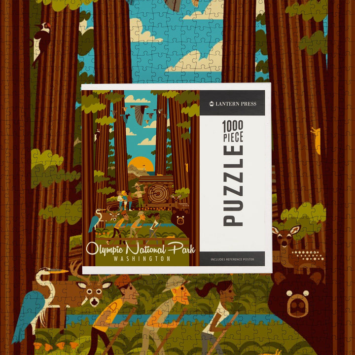 Olympic National Park, Washington, Geometric National Park Series, Jigsaw Puzzle Puzzle Lantern Press 