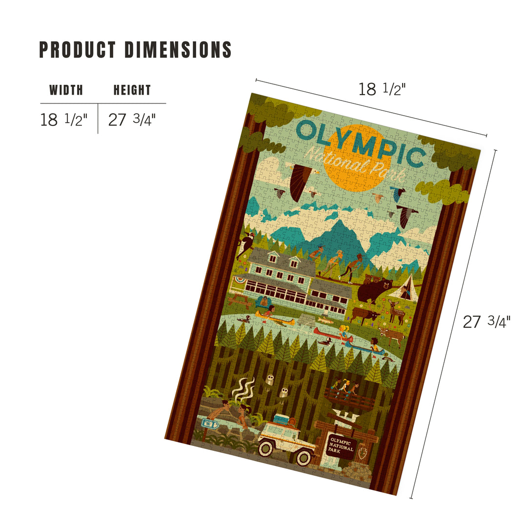 Olympic National Park, Washington, Geometric National Park Series, Jigsaw Puzzle Puzzle Lantern Press 