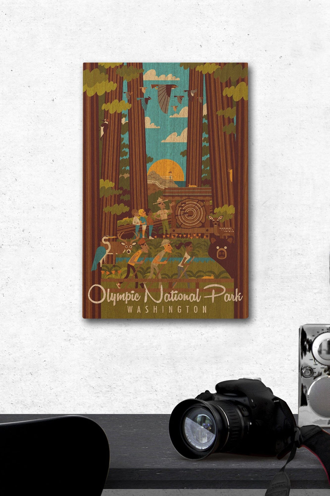 Olympic National Park, Washington, Geometric National Park Series, Lantern Press Artwork, Wood Signs and Postcards Wood Lantern Press 12 x 18 Wood Gallery Print 