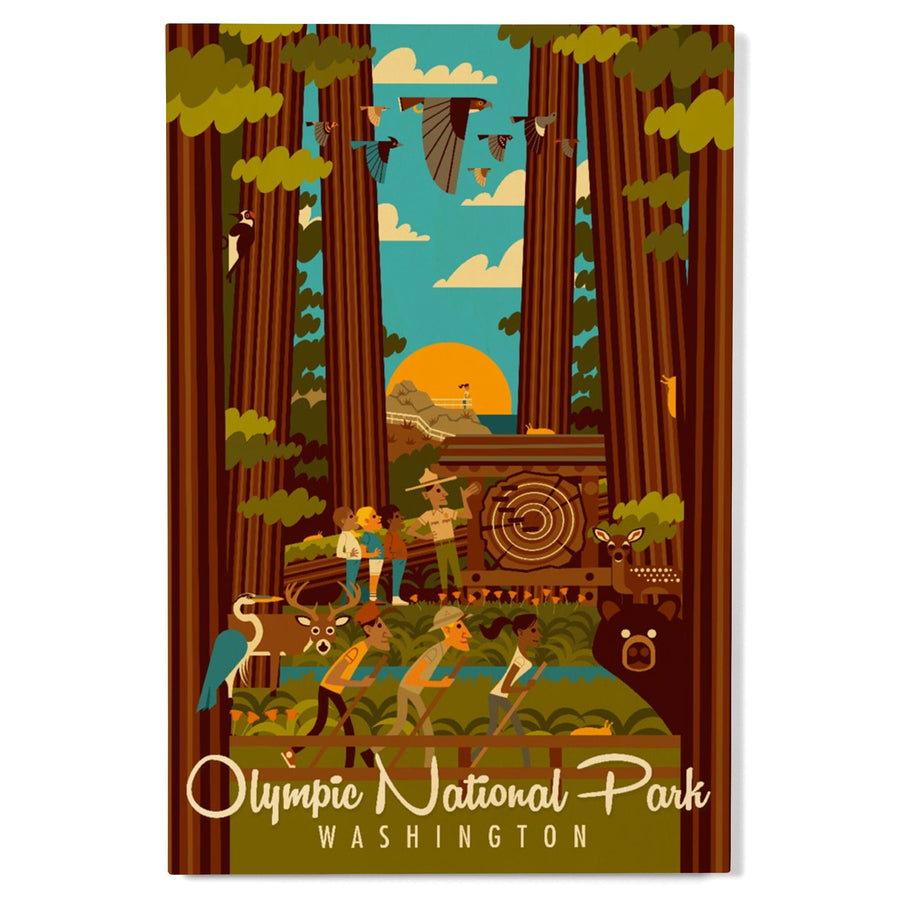Olympic National Park, Washington, Geometric National Park Series, Lantern Press Artwork, Wood Signs and Postcards Wood Lantern Press 