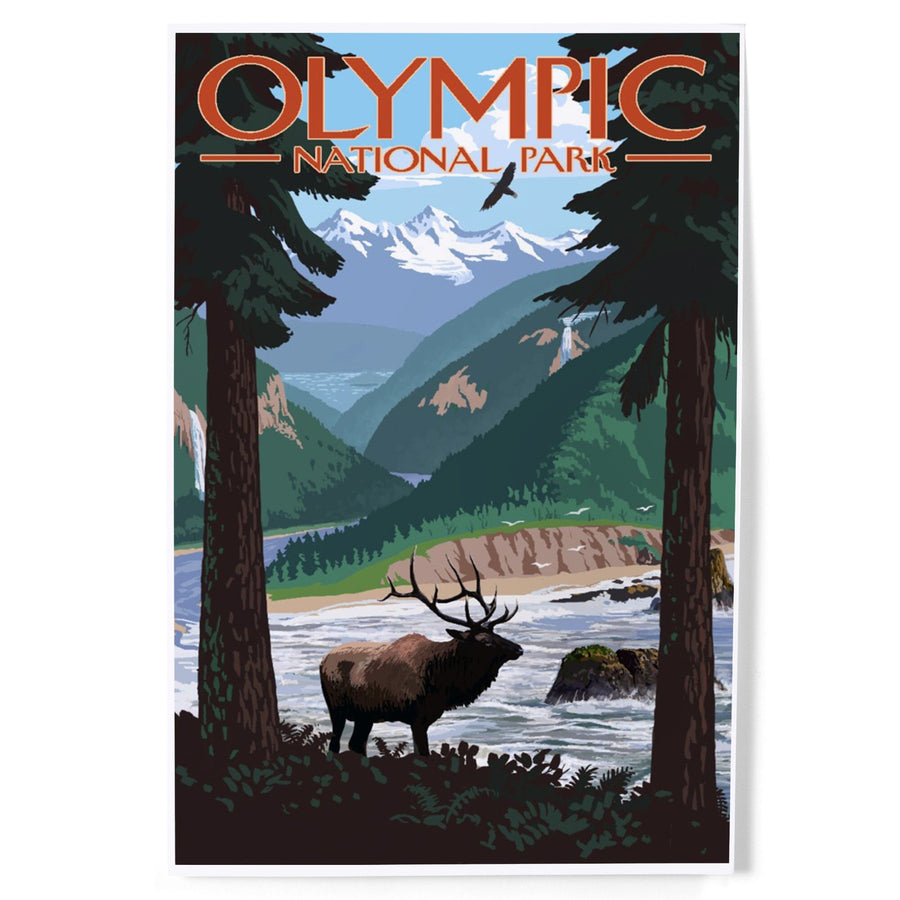 Olympic National Park, Washington, Grand Valley, Elk, Art & Giclee Prints Art Lantern Press 