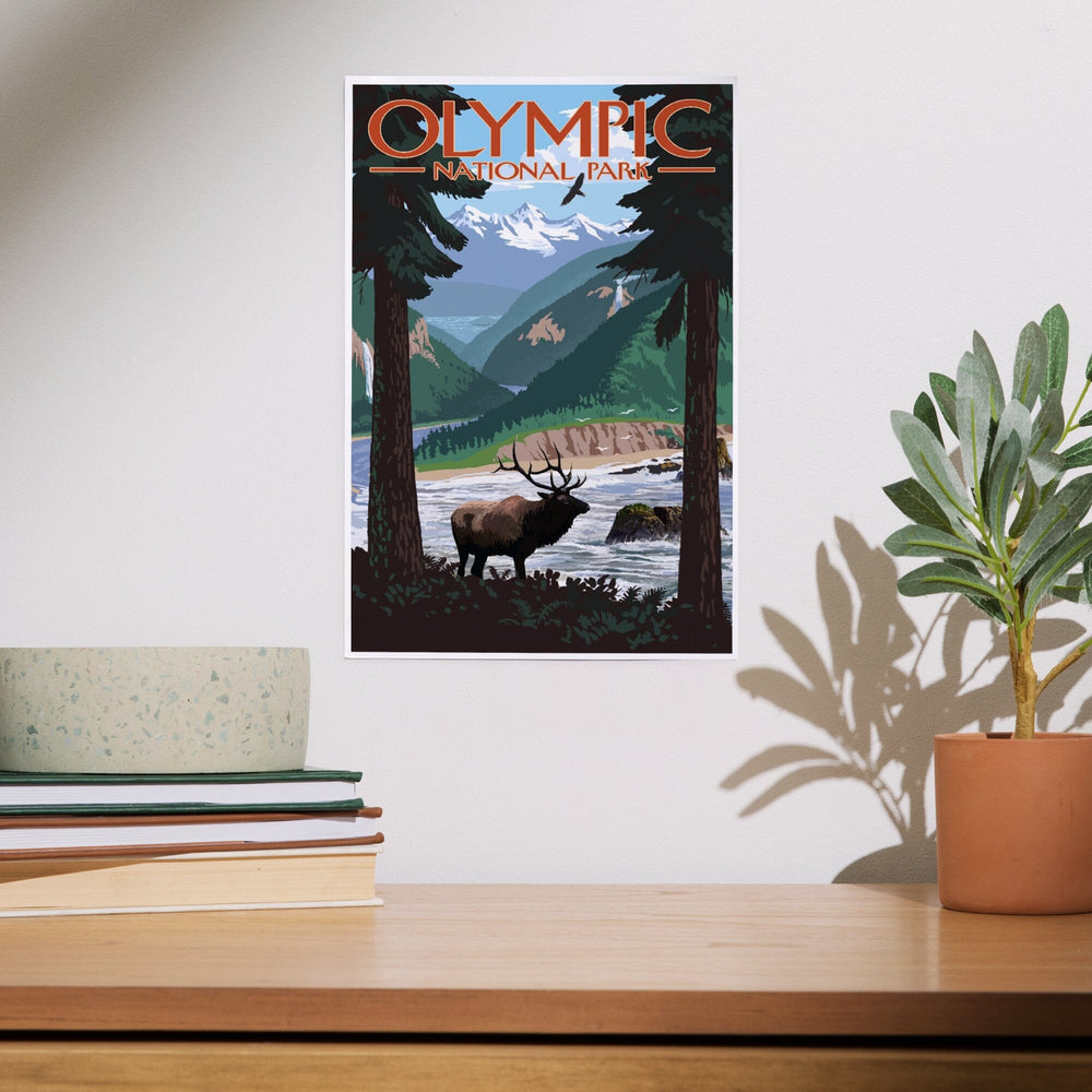 Olympic National Park, Washington, Grand Valley, Elk, Art & Giclee Prints Art Lantern Press 