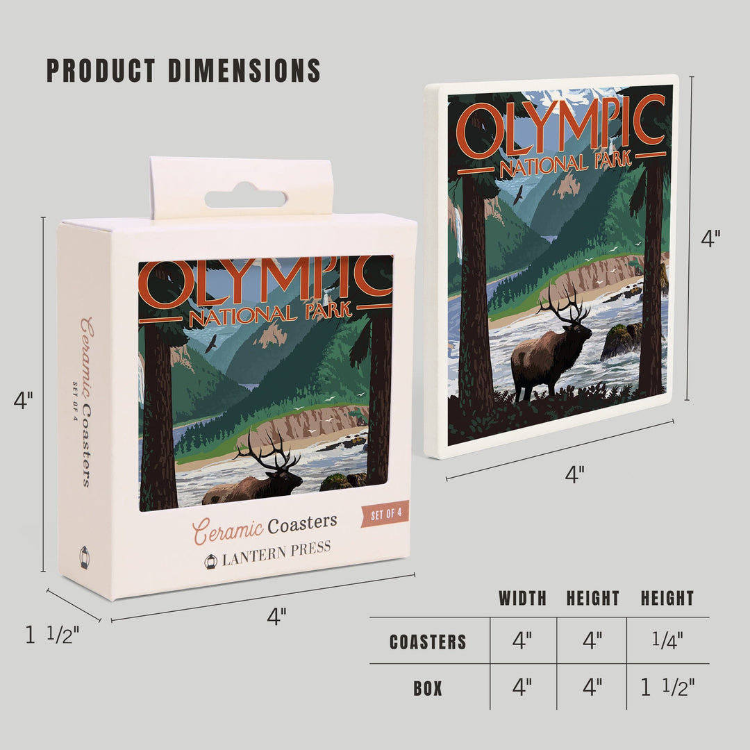 Olympic National Park, Washington, Grand Valley, Elk, Coasters Coasters Lantern Press 