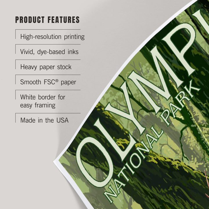 Olympic National Park, Washington, Hoh Rain Forest and Elk, Art & Giclee Prints Art Lantern Press 