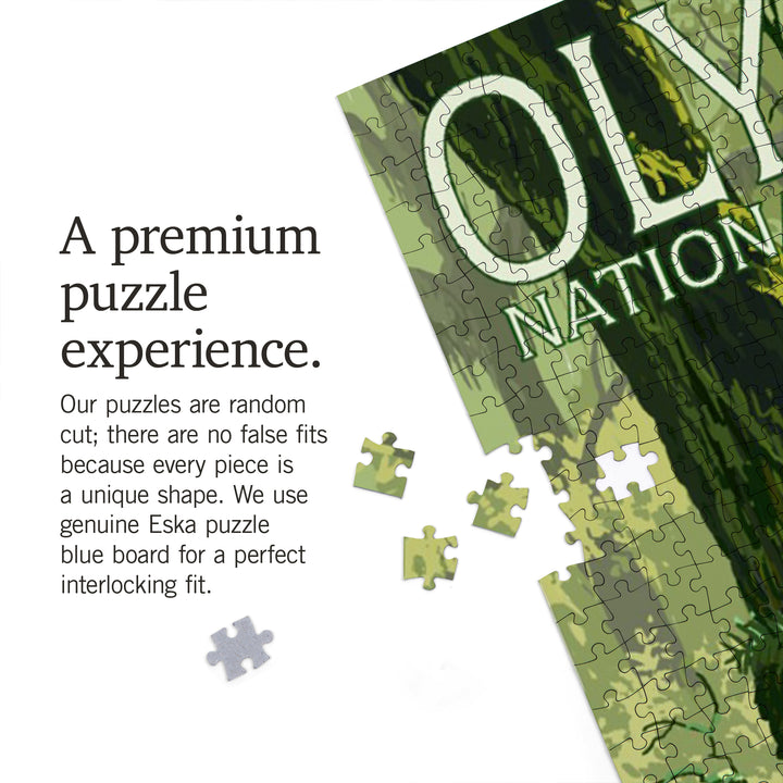 Olympic National Park, Washington, Hoh Rain Forest and Elk, Jigsaw Puzzle Puzzle Lantern Press 