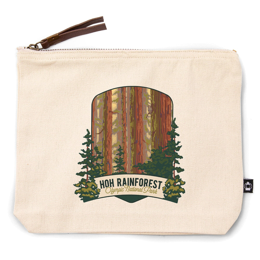Olympic National Park, Washington, Hoh Rainforest, Organic Cotton Zipper Pouch, Go Bag Go Bag Lantern Press 