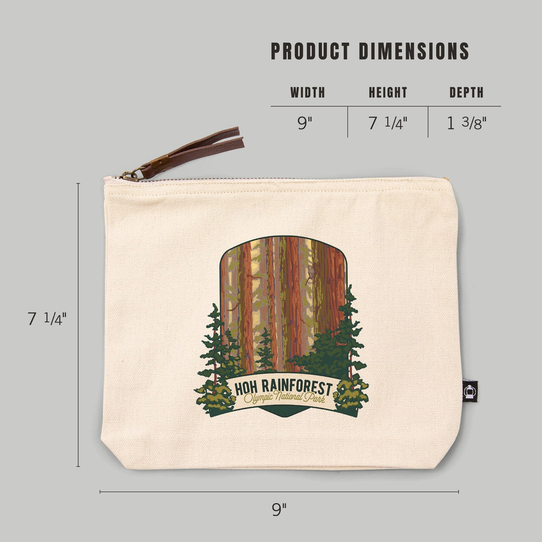Olympic National Park, Washington, Hoh Rainforest, Organic Cotton Zipper Pouch, Go Bag Go Bag Lantern Press 