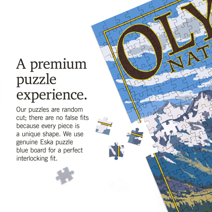Olympic National Park, Washington, Hurricane Ridge and Elk, Jigsaw Puzzle Puzzle Lantern Press 